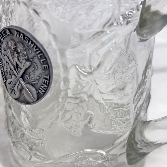 Vintage Beer Stein, heavy pressed glass, pewter medallion Nashville music City - Picture 6 of 7